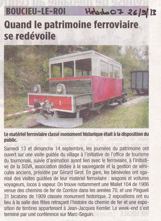 Article publié dans l'Hebdo de l'Ardèche du 26 septembre 2013